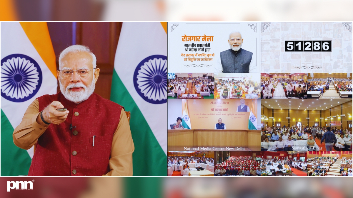 PM Modi addresses Rozgar Mela, distributing appointment letters to over 51,000 youth across India. - PNN